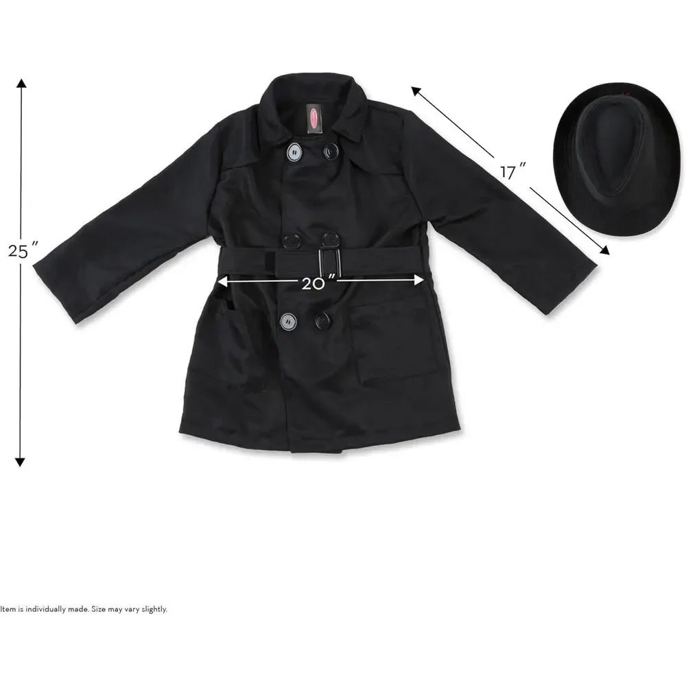 NWT Melissa & Doug Kids Spy Costume Trench Coat & Fedora Hat Size 5-8